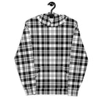 christmas hoodie mens, christmas hoodies womens, ugly hoodie, xmas hoodie, ugly christmas hoodie, funny christmas hoodies, Tartan Plaid Hoodie Clan Scott Black White Modern Plaid Hoodie Women's, Plaid Hoodie Mens, White Plaid Christmas Hoodie