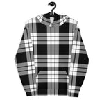 christmas hoodie mens, christmas hoodies womens, ugly hoodie, xmas hoodie, ugly christmas hoodie, funny christmas hoodies, Tartan Plaid Hoodie Clan MacFarlane Black & White Plaid Hoodie Women's, Plaid Hoodie Mens, Black Plaid Christmas Hoodie