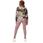 Flower Women’s Cropped Windbreaker Abstract Solid Flowers Arrangement Summer Rose Women's Cropped Windbreaker Jacket