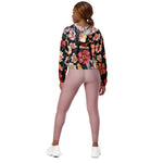 Women’s cropped windbreaker abstract solid flowers full arrangement Summer Rose Women's Cropped Windbreaker