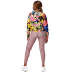 Women’s cropped windbreaker Beautiful Summer Flowers with Roses Floral Summer Rose Women's Cropped Windbreaker