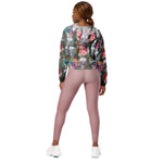 Women’s cropped windbreaker Boho Skull with Rose Flowers Summer Rose Women's Cropped Windbreaker