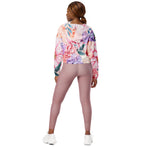 Women’s cropped windbreaker Chrysanthemum Rose Peony and Blooming Flowers Watercolor Summer Rose Women's Cropped Windbreaker