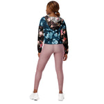 Women’s cropped windbreaker Classic Blue Rose Pattern Summer Rose Women's Cropped Windbreaker