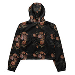 Women’s cropped windbreaker Classic Embroidery Vintage buds of Roses Summer Rose Women's Cropped Windbreaker