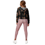 Women’s cropped windbreaker Classic Embroidery Vintage buds of Roses Summer Rose Women's Cropped Windbreaker