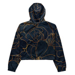 Women’s cropped windbreaker Elegant Gold Roses Floral Drawing Blue Summer Rose Women's Cropped Windbreaker