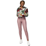 Flower Women’s Cropped Windbreaker Abstract Solid Flowers Arrangement Summer Rose Women's Cropped Windbreaker Jacket