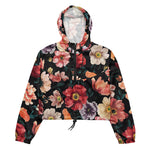 Women’s cropped windbreaker abstract solid flowers full arrangement Summer Rose Women's Cropped Windbreaker