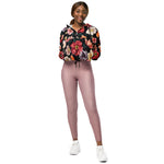 Women’s cropped windbreaker abstract solid flowers full arrangement Summer Rose Women's Cropped Windbreaker