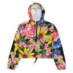 Women’s cropped windbreaker Beautiful Summer Flowers with Roses Floral Summer Rose Women's Cropped Windbreaker