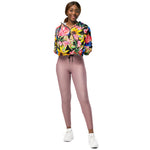 Women’s cropped windbreaker Beautiful Summer Flowers with Roses Floral Summer Rose Women's Cropped Windbreaker