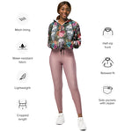 Women’s cropped windbreaker Boho Skull with Rose Flowers Summer Rose Women's Cropped Windbreaker