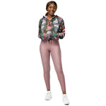 Women’s cropped windbreaker Boho Skull with Rose Flowers Summer Rose Women's Cropped Windbreaker