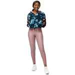 Women’s cropped windbreaker Classic Blue Rose Pattern Summer Rose Women's Cropped Windbreaker