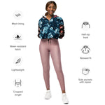 Women’s cropped windbreaker Classic Blue Rose Pattern Summer Rose Women's Cropped Windbreaker