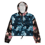 Women’s cropped windbreaker Classic Blue Rose Pattern Summer Rose Women's Cropped Windbreaker
