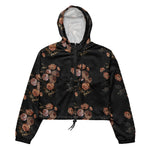 Women’s cropped windbreaker Classic Embroidery Vintage buds of Roses Summer Rose Women's Cropped Windbreaker