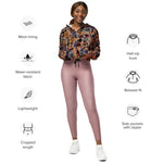 Women’s cropped windbreaker Colorful Roses Garden Vintage Summer Rose Women's Cropped Windbreaker
