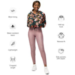 Women’s cropped windbreaker Cute Rose Flower Patter Summer Rose Women's Cropped Windbreaker