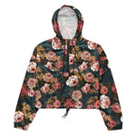 Women’s cropped windbreaker Cute Rose Flower Patter Summer Rose Women's Cropped Windbreaker
