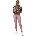 Women’s cropped windbreaker Cute Rose Flower Patter Summer Rose Women's Cropped Windbreaker