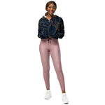 Women’s cropped windbreaker Elegant Gold Roses Floral Drawing Blue Summer Rose Women's Cropped Windbreaker