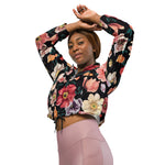 Women’s cropped windbreaker abstract solid flowers full arrangement Summer Rose Women's Cropped Windbreaker