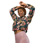 Women’s cropped windbreaker Cute Rose Flower Patter Summer Rose Women's Cropped Windbreaker