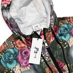Women’s cropped windbreaker Boho Skull with Rose Flowers Summer Rose Women's Cropped Windbreaker