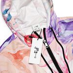 Women’s cropped windbreaker Chrysanthemum Rose Peony and Blooming Flowers Watercolor Summer Rose Women's Cropped Windbreaker