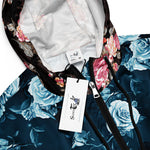 Women’s cropped windbreaker Classic Blue Rose Pattern Summer Rose Women's Cropped Windbreaker