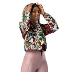 Flower Women’s Cropped Windbreaker Abstract Solid Flowers Arrangement Summer Rose Women's Cropped Windbreaker Jacket