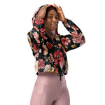 Women’s cropped windbreaker abstract solid flowers full arrangement Summer Rose Women's Cropped Windbreaker