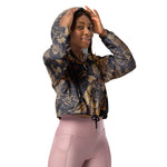 Women’s cropped windbreaker Beautiful flowers peonies, roses and butterflies Summer Rose Women's Cropped Windbreaker
