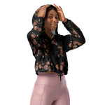 Women’s cropped windbreaker Classic Embroidery Vintage buds of Roses Summer Rose Women's Cropped Windbreaker