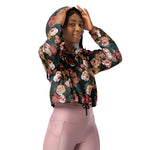 Women’s cropped windbreaker Cute Rose Flower Patter Summer Rose Women's Cropped Windbreaker