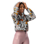 Women’s cropped windbreaker Cute Seamless Ditsy Floral Pattern Colorful Flower Summer Rose Women's Cropped Windbreaker