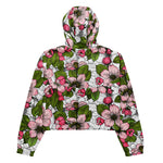 Women’s cropped windbreaker Apple Blossoms Wild Flower and Bees Summer Rose Women's Cropped Windbreaker Jacket