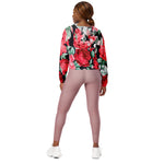 Women’s cropped windbreaker Beautiful Red Roses Garden Vintage Summer Rose Women's Cropped Windbreaker