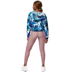Women’s cropped windbreaker Blue Indigo Floral Flowers Rose Summer Rose Women's Cropped Windbreaker