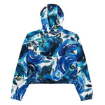 Women’s cropped windbreaker Blue Indigo Floral Flowers Rose Summer Rose Women's Cropped Windbreaker