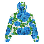 Women’s cropped windbreaker Blue roses watercolor Summer Rose Women's Cropped Windbreaker