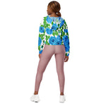 Women’s cropped windbreaker Blue roses watercolor Summer Rose Women's Cropped Windbreaker