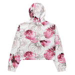 Women’s cropped windbreaker Blush Pink Romantic Watercolor Roses Summer Rose Women's Cropped Windbreaker