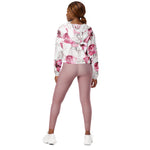 Women’s cropped windbreaker Blush Pink Romantic Watercolor Roses Summer Rose Women's Cropped Windbreaker