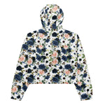 Women’s cropped windbreaker Blush Rose Pink Navy Blue Bouquet Summer Rose Women's Cropped Windbreaker