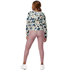 Women’s cropped windbreaker Blush Rose Pink Navy Blue Bouquet Summer Rose Women's Cropped Windbreaker