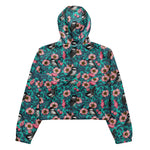 Women’s cropped windbreaker Chickadees in The Wild Rose Pink and Blue Summer Rose Women's Cropped Windbreaker