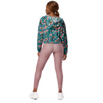 Women’s cropped windbreaker Chickadees in The Wild Rose Pink and Blue Summer Rose Women's Cropped Windbreaker